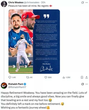 Rishabh Pant's Injury Jibe: Hilarious Retirement Message to Chris Woakes Goes Viral