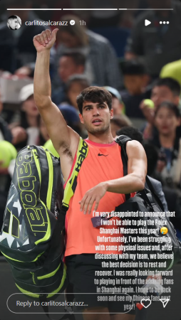 Carlos Alcaraz Withdraws from Shanghai Masters Citing Physical Concerns After Japan Open Triumph