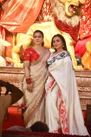 Kajol, Rani Mukerji, Ayan Mukerji Honor Late Deb Mukherjee at Emotional Durga Puja Celebration