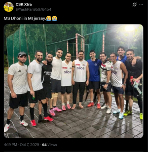MS Dhoni Sparks Frenzy: Photo in Mumbai Indians Jersey Stuns CSK Fans