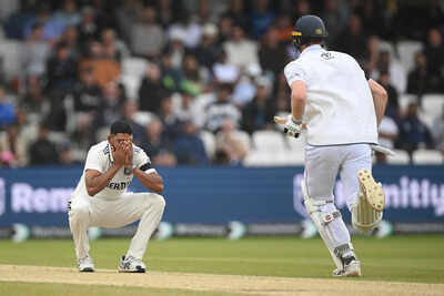 Mohammed Siraj during the first Test at Headingley
