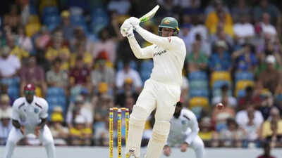 Usman Khawaja batting against the West Indies