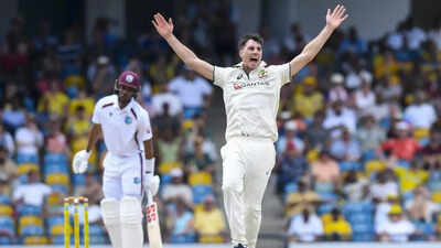 Action from the second day of the Test match.