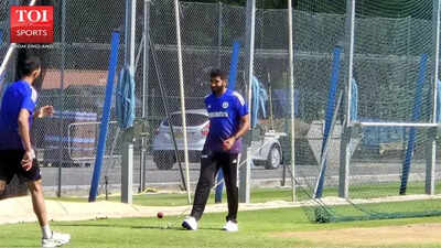 Jasprit Bumrah's intense net session.