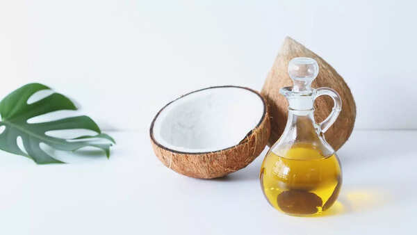 Close-up of a bottle of hair oil