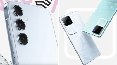 Close-up comparison of the Samsung Galaxy A55 and Vivo V30 Pro.