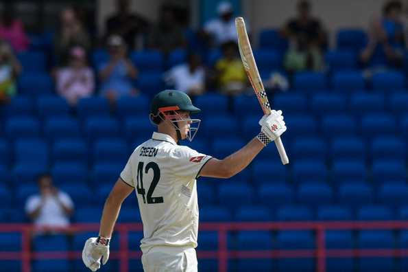 Cameron Green bats resolutely at No. 3 in Grenada Test.