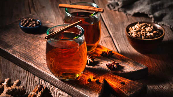 Fragrant cinnamon tea with a cinnamon stick garnish