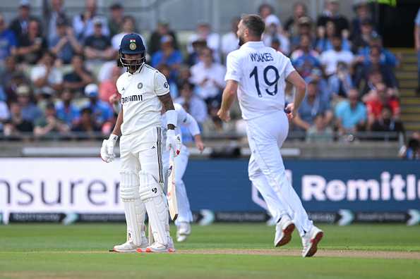 Chris Woakes celebrates a wicket.